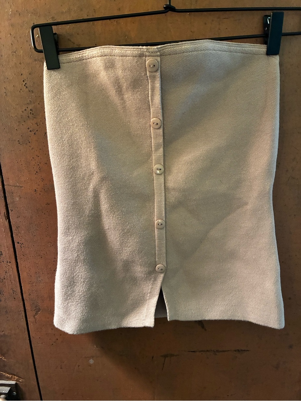 Double Zero Cream Button-Front Knit Tube Top